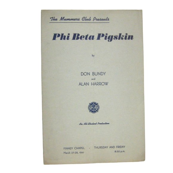 Oberlin College Souvenir Program Phi Beta Pigskin Mummers Club 1941 - Picture 1 of 4